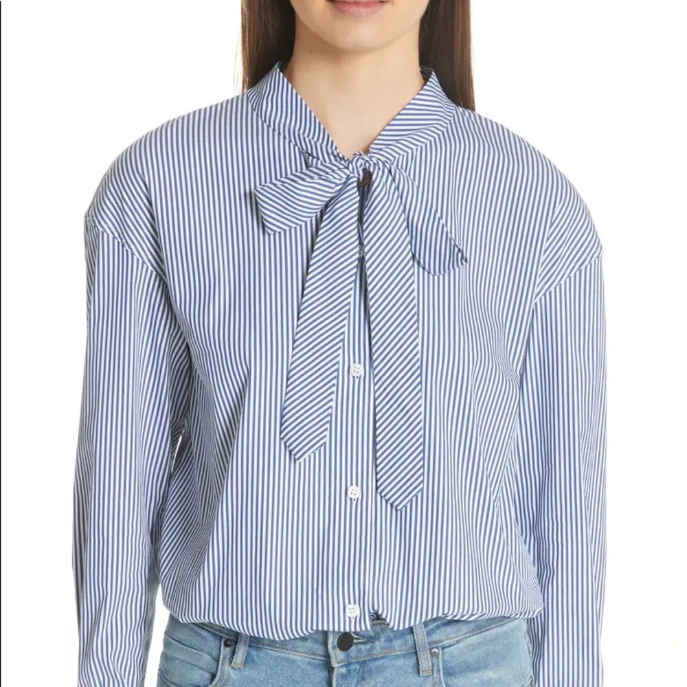 Weekender Tie-neck Button-down - Blue/ White Sz P